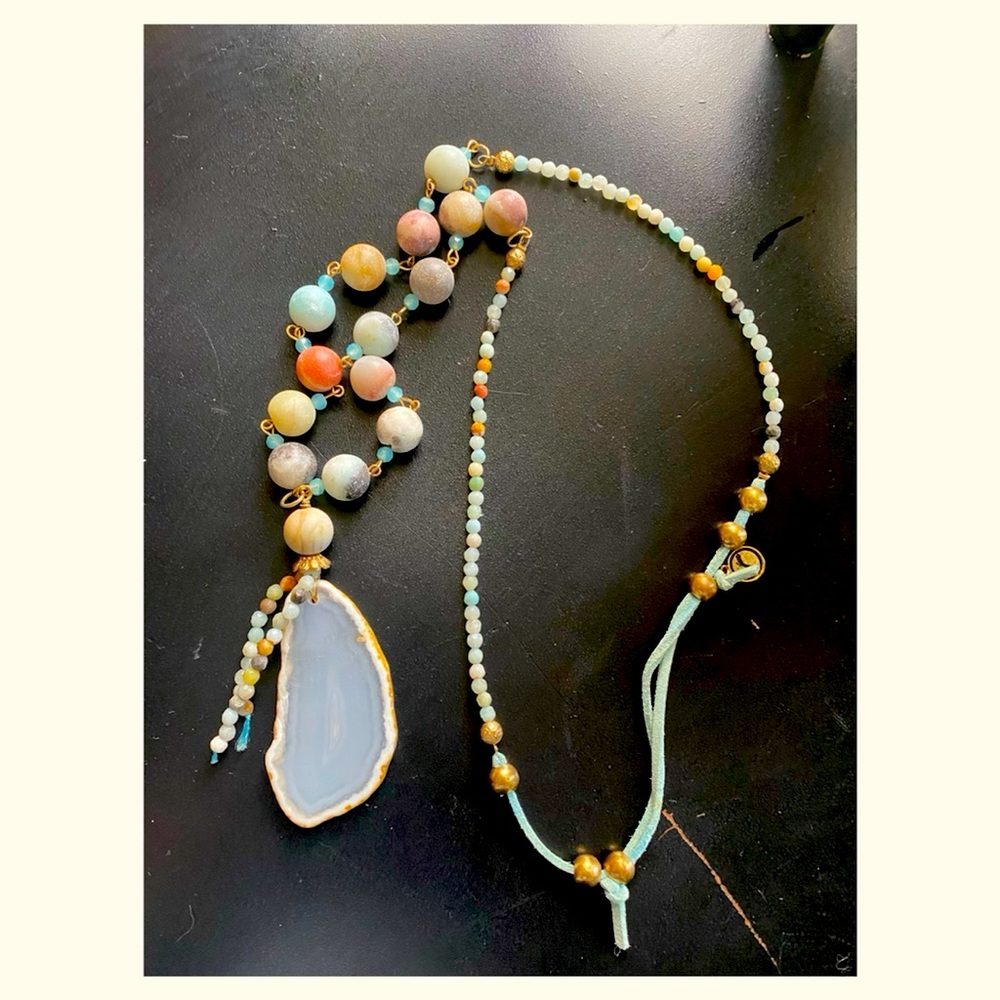 Stone Beaded Necklace—Long